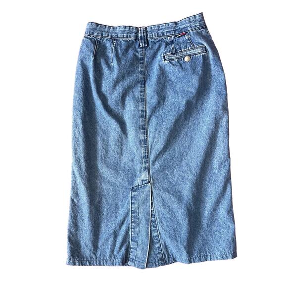 Vintage Tommy Hilfiger Denim Midi Skirt Straight Snap Button Y2K size 6 - Picture 3 of 5